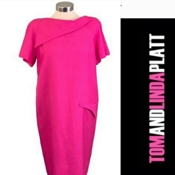 40" BUST  Vintage Tom and Linda Platt Designer Luxury Dress 60s Pink Summer - Picture 15 of 16